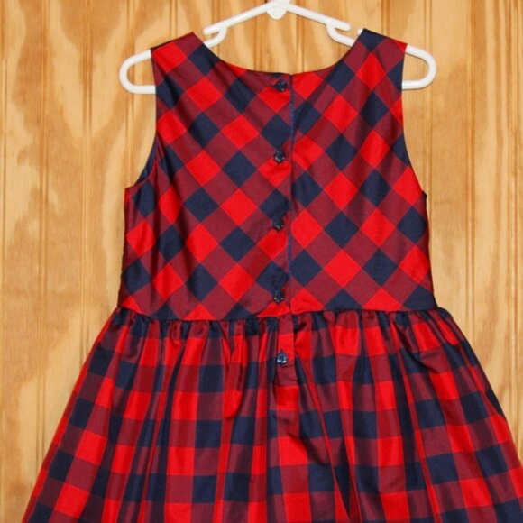 π Cat & Jack Red & Navy Plaid Dress w/ Satin Sash β Size S (6/6X) - Picture 6 of 7